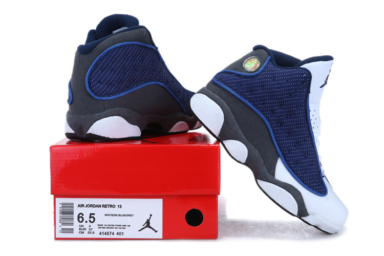 Cheap Jordan 13 White Blue Grey For Women - Click Image to Close