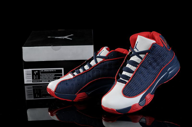 Air Jordan 13 White Blue Red For Kids - Click Image to Close