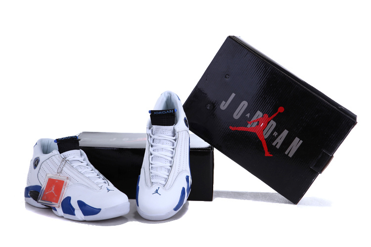 New Air Jordan Retro 14 White Royal Blue Shoes