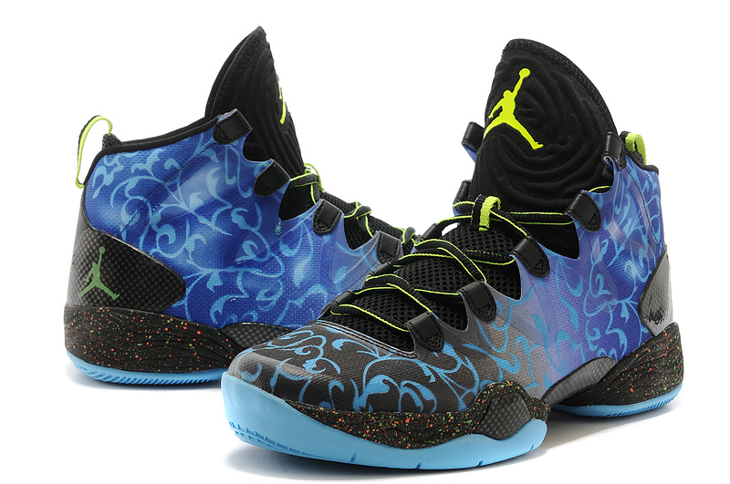 Cheap 2015 Air Jordan 28 Black Blue Yellow Shoes - Click Image to Close