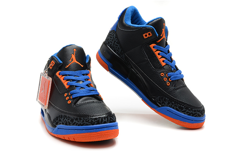 New Jordan Retro 3 Black Blue Red - Click Image to Close