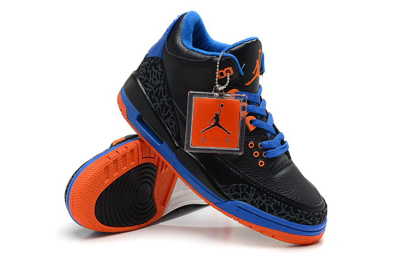 New Jordan Retro 3 Black Blue Red - Click Image to Close