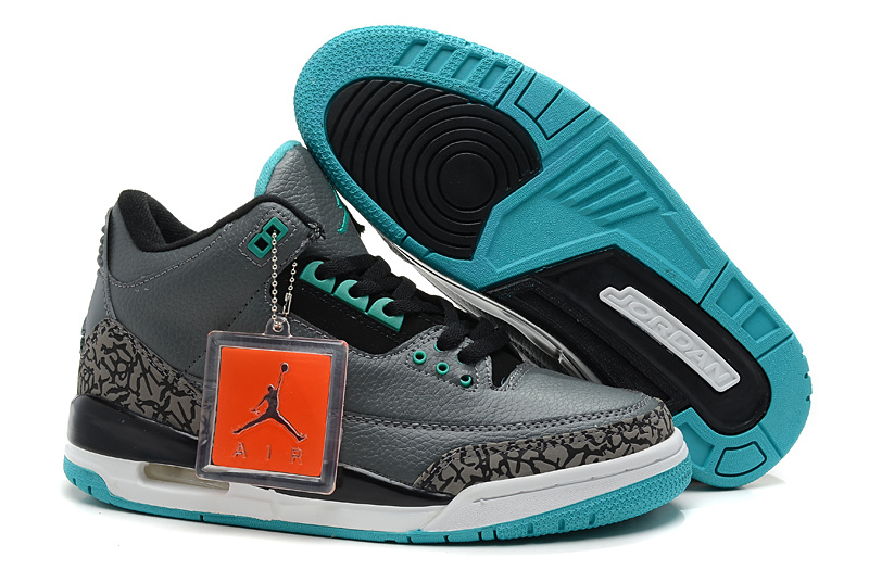 New Jordan Retro 3 Black Grey White Blue