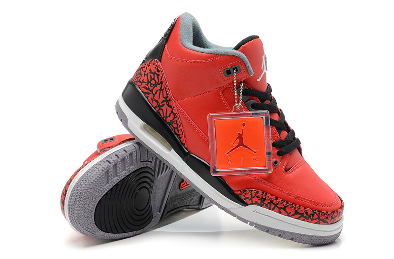 New Jordan Retro 3 Black Red White - Click Image to Close