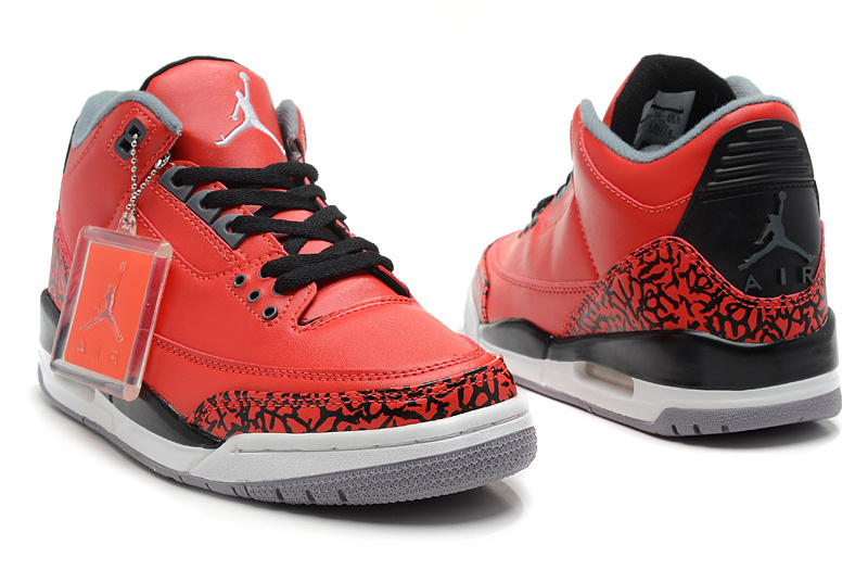 New Jordan Retro 3 Black Red White - Click Image to Close