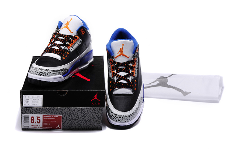 2013 New Arrival Jordan 3 Black White Blue Orange