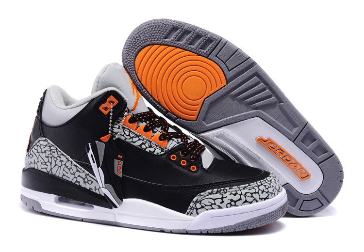 2013 New Arrival Jordan 3 Black White Cement Orange