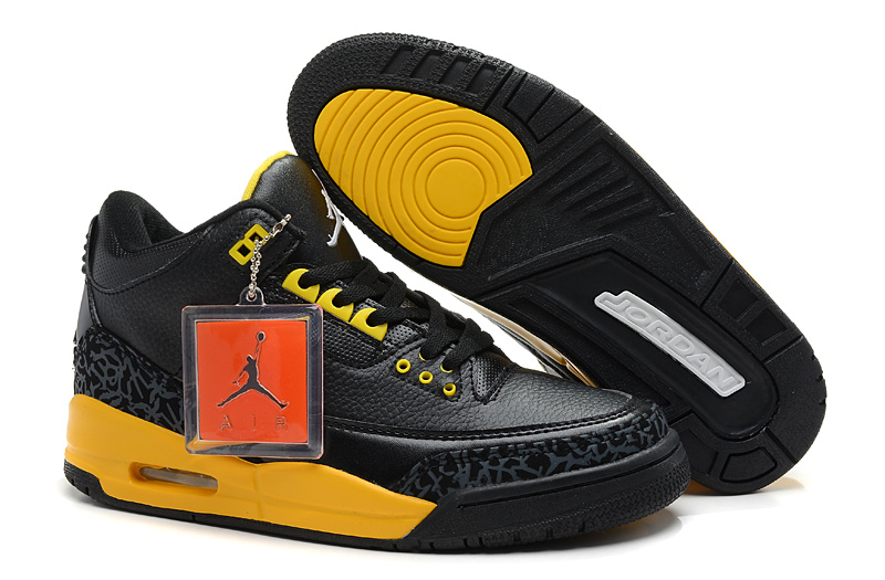 New Jordan Retro 3 Black Yellow - Click Image to Close