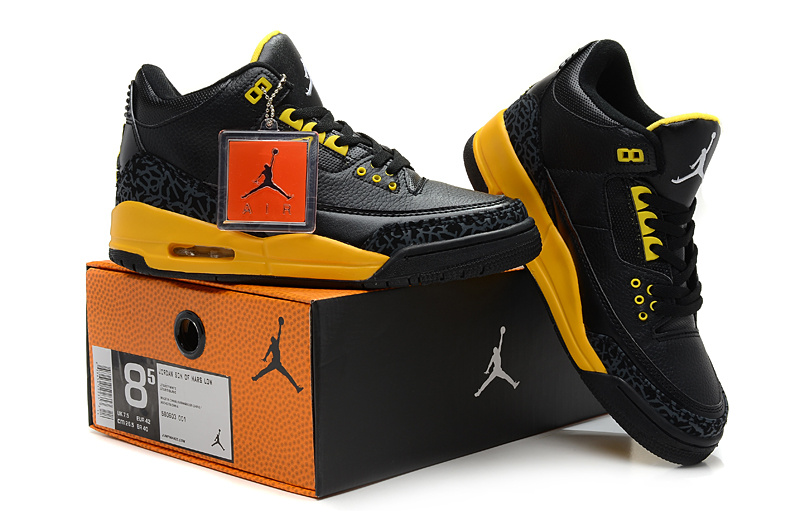 New Jordan Retro 3 Black Yellow - Click Image to Close