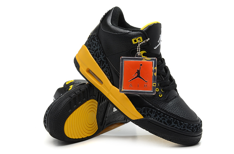 New Jordan Retro 3 Black Yellow - Click Image to Close