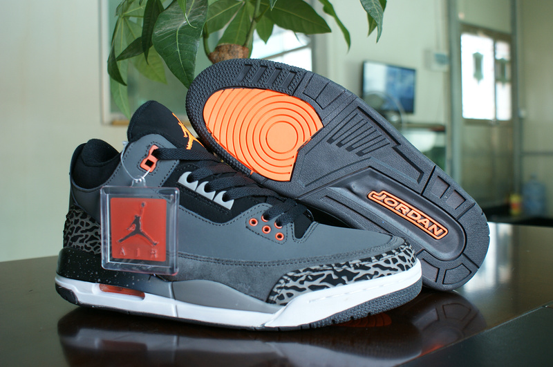 New Air Jordan 3 Grey White Orange Shoes - Click Image to Close