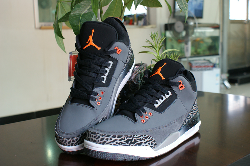 New Air Jordan 3 Grey White Orange Shoes