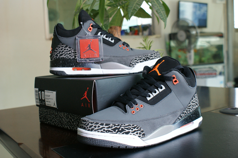 New Air Jordan 3 Grey White Orange Shoes - Click Image to Close