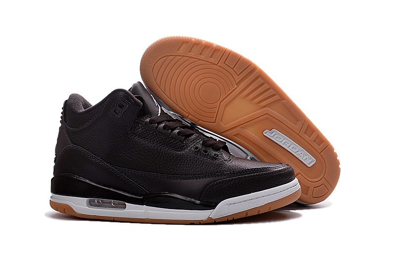 New Air Jordan 3 Retro Black White Brown - Click Image to Close