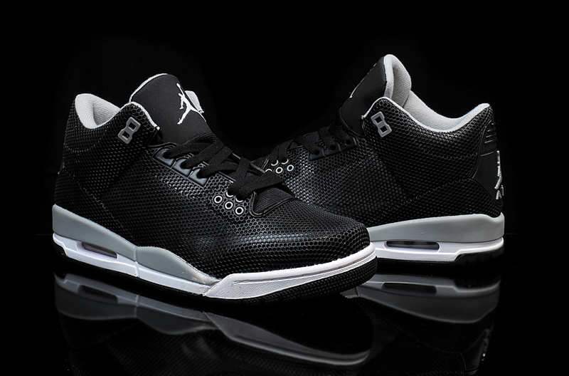 Cheap 2015 Air Jordan 3 Retro PVC Black Grey White Shoes - Click Image to Close