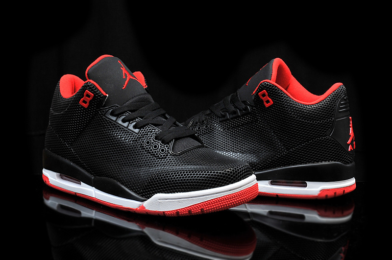 Cheap 2015 Air Jordan 3 Retro PVC Black Red White Shoes