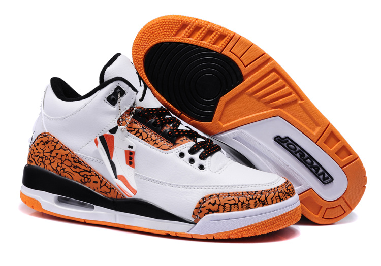 2013 New Arrival Jordan 3 White Orange Black - Click Image to Close