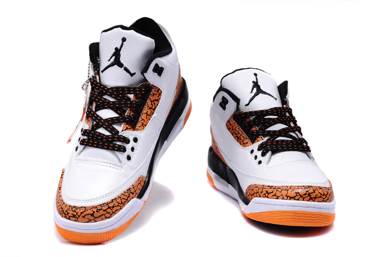 2013 New Arrival Jordan 3 White Orange Black - Click Image to Close