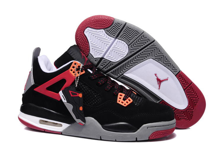 New Jordan Retro 4 Black Dark Red Grey