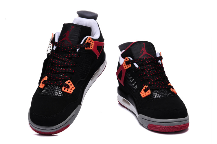 New Jordan Retro 4 Black Dark Red Grey