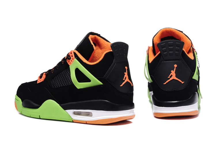 New Jordan Retro 4 Black Green Orange