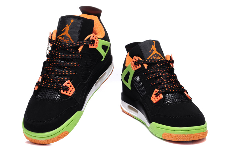 New Jordan Retro 4 Black Green Orange