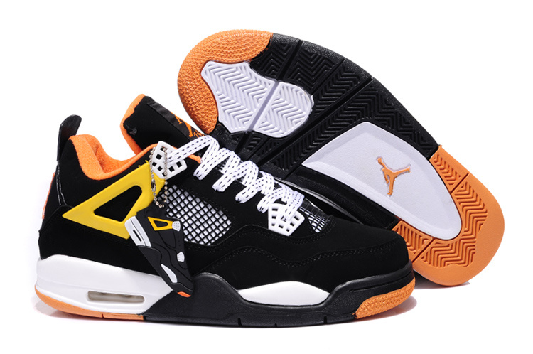 New Jordan Retro 4 Black White Orange - Click Image to Close