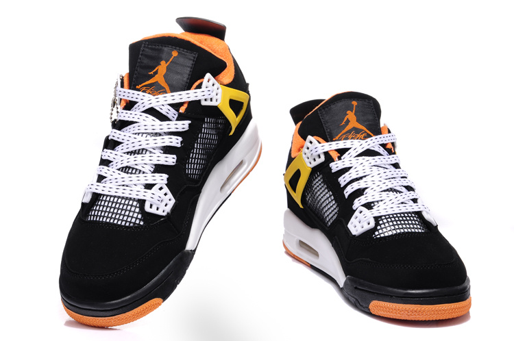 New Jordan Retro 4 Black White Orange - Click Image to Close