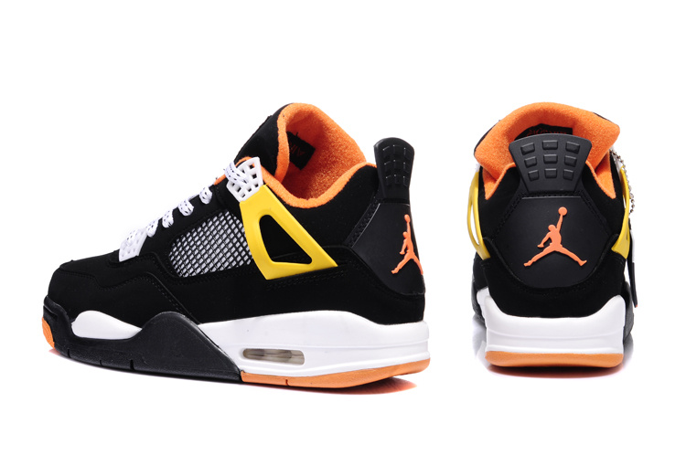 New Jordan Retro 4 Black White Orange