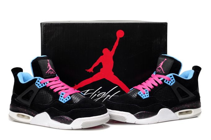 Cheap Jordan 4 Black White Pink For Women