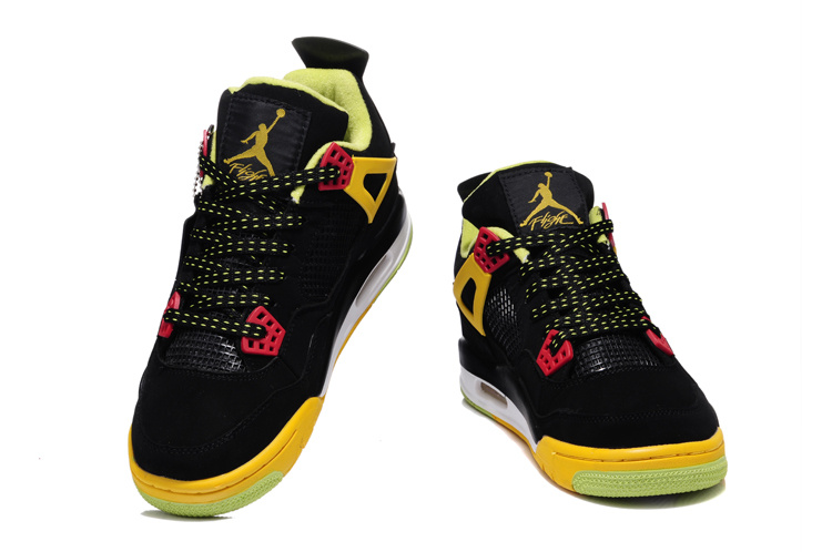 New Jordan Retro 4 Black Yellow - Click Image to Close