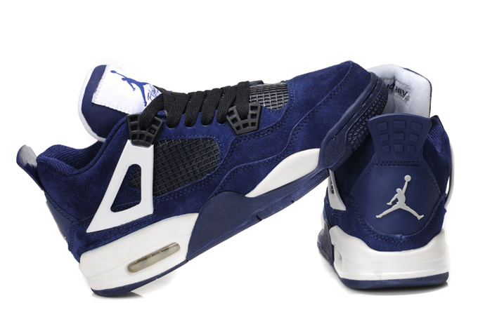 Cheap Jordan 4 Dark Blue White For Women - Click Image to Close