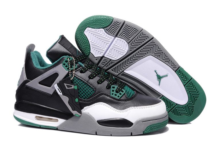 New Jordan Retro 4 Grey Green Black White