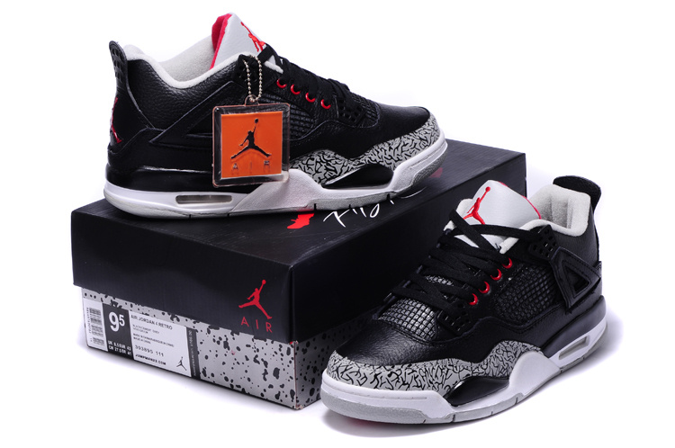 New Air Jordan Retro 4 Black Grey Cement Shoes