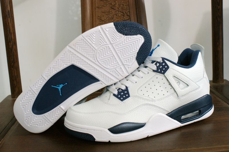 New Air Jordan 4 Retro Columbia White Blue Shoes - Click Image to Close