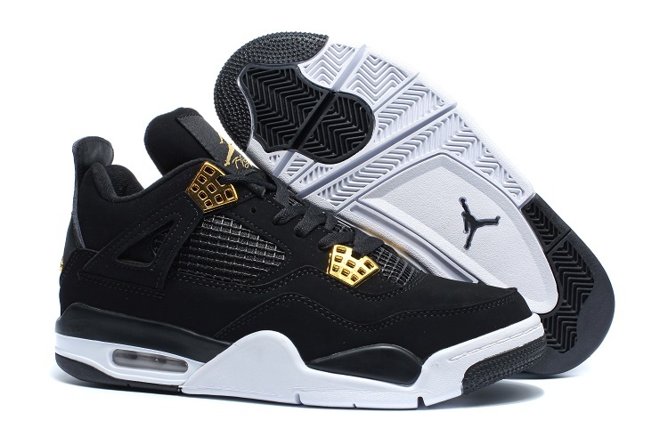 New Air Jordan 4 Royalty Black Metallic Gold White