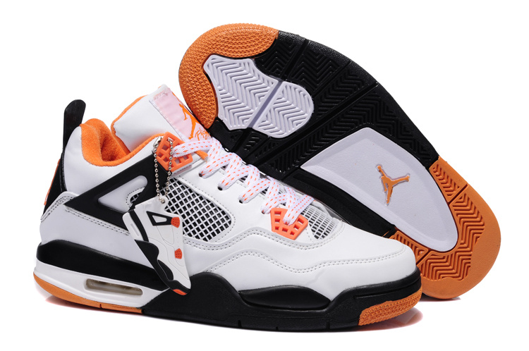 New Jordan Retro 4 White Black Orange