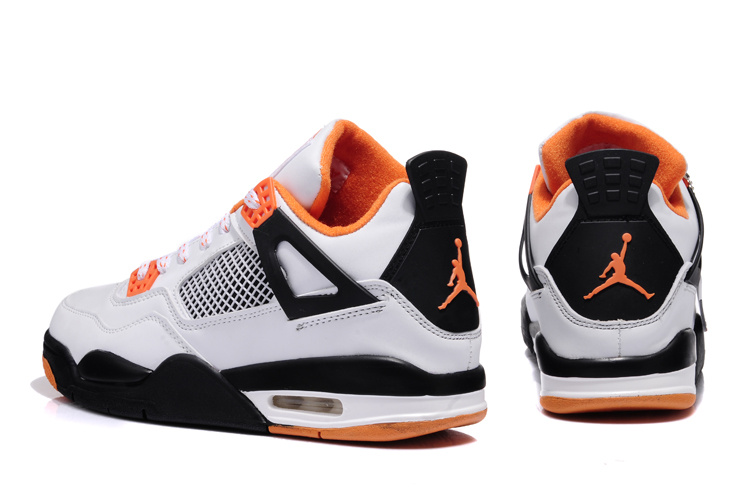 New Jordan Retro 4 White Black Orange - Click Image to Close