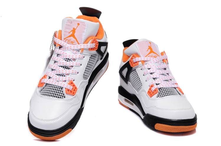 New Jordan Retro 4 White Black Orange - Click Image to Close