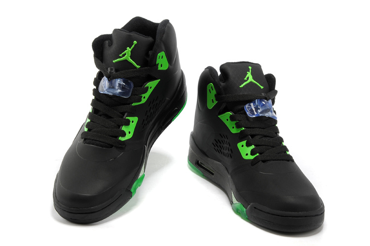 New Jordan Retro 5 Black Green Shoes - Click Image to Close