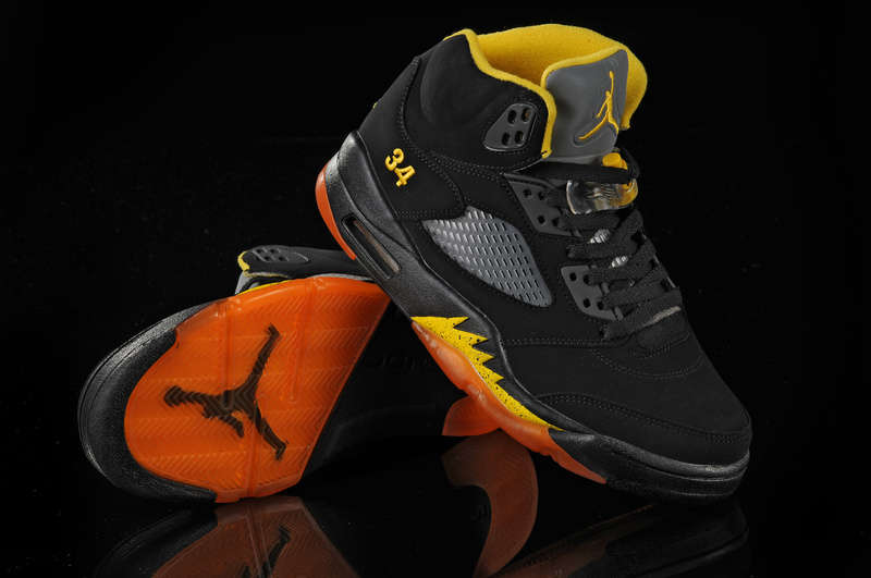 Authentic Jordan Retro 5 Black Orange Yellow - Click Image to Close