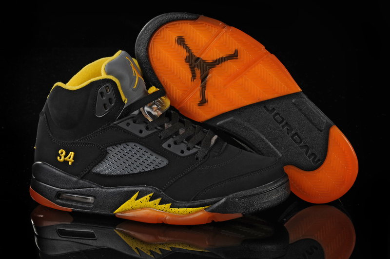 Authentic Jordan Retro 5 Black Orange Yellow - Click Image to Close