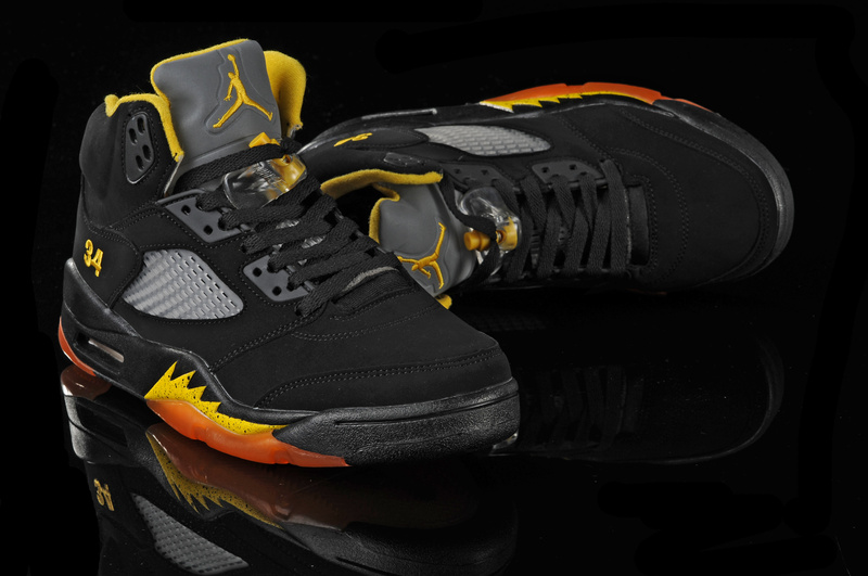 Authentic Jordan Retro 5 Black Orange Yellow