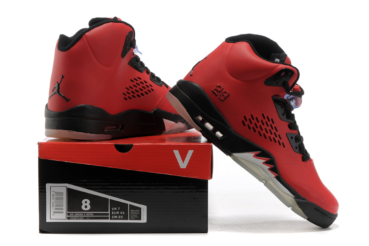 New Jordan Retro 5 Red Black Shoes - Click Image to Close