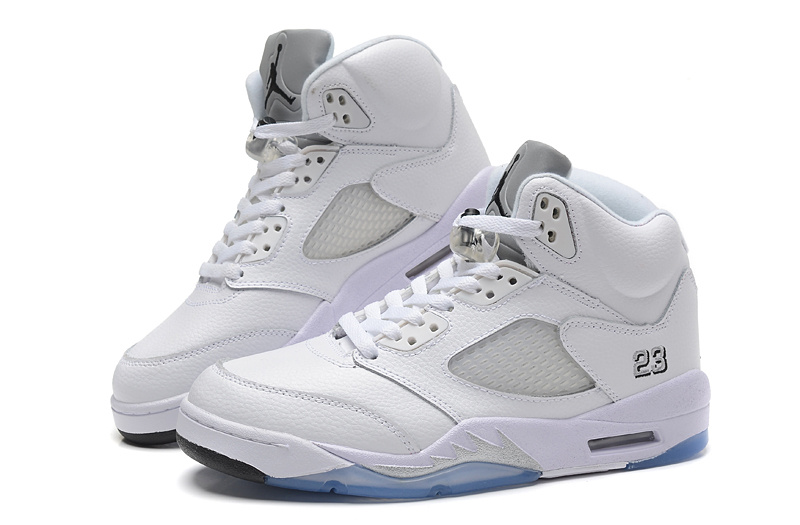 New Air Jordan Retro 5 All White Shoes