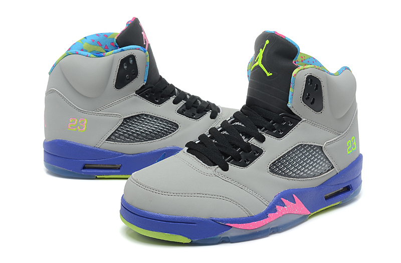 New Air Jordan 5 Retro Grey Black Purple Pink Shoes - Click Image to Close