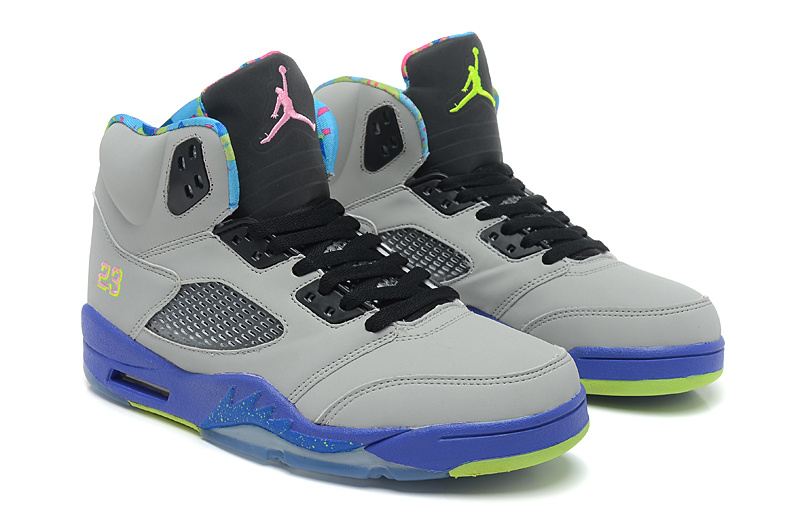 New Air Jordan 5 Retro Grey Black Purple Shoes - Click Image to Close