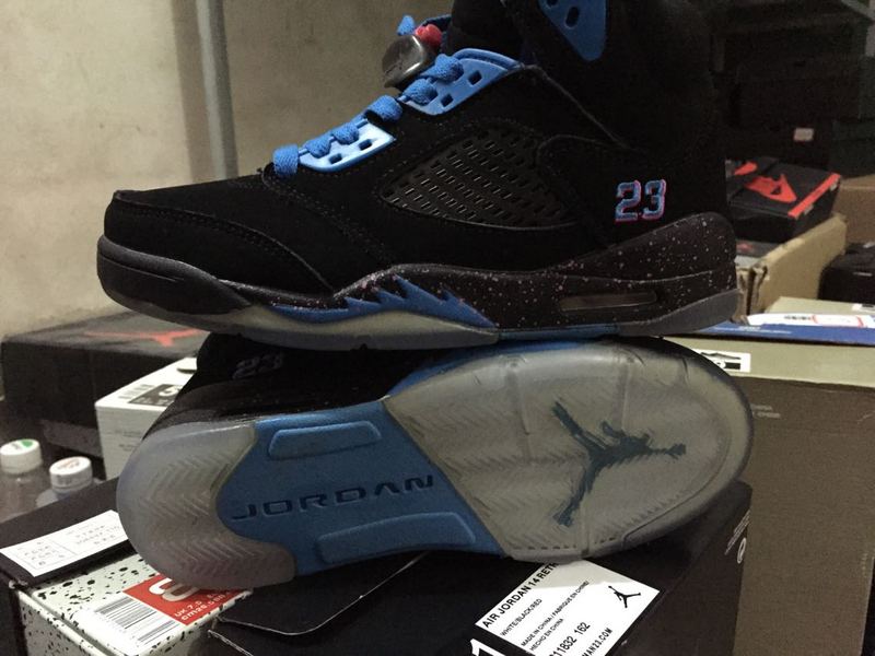 Cheap 2015 Air Jordan 5 South Beach Black Blue Shoes - Click Image to Close