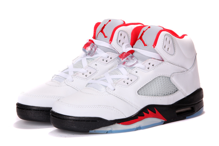 New Jordan Retro 5 White Black Red