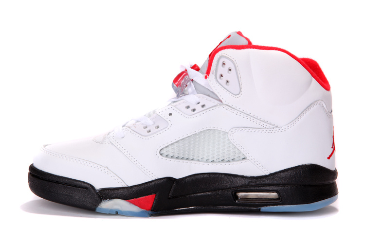 New Jordan Retro 5 White Black Red